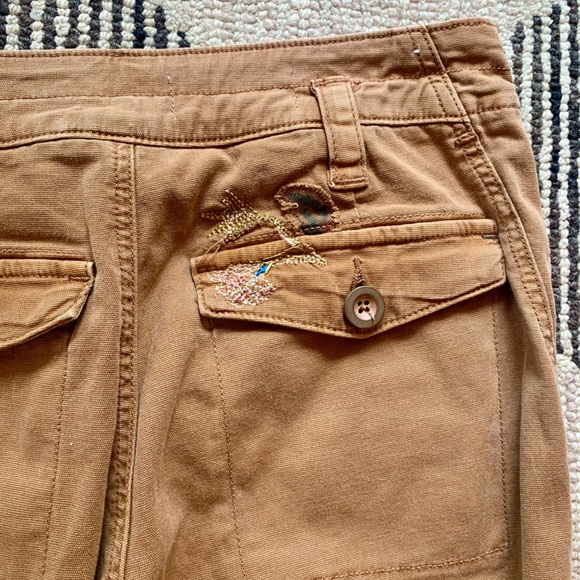 Anthropologie Women’s Khaki Jeans - The Wanderer - Sz 27 Embroidered Floral - Picture 6 of 11